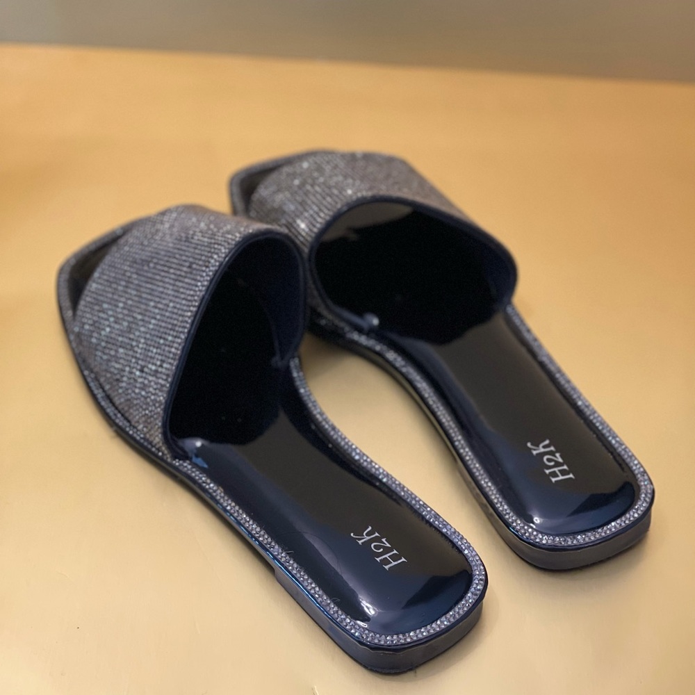Black and Silvers Slides/Sandals